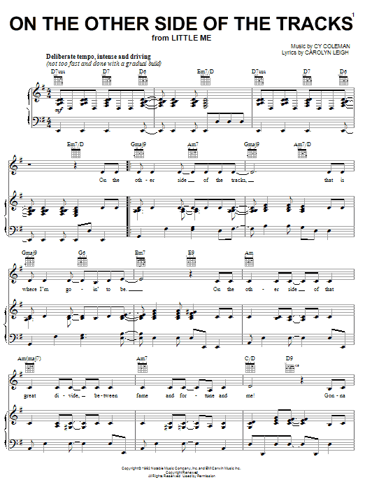 Download Cy Coleman The Other Side Of The Tracks Sheet Music and learn how to play Piano, Vocal & Guitar (Right-Hand Melody) PDF digital score in minutes