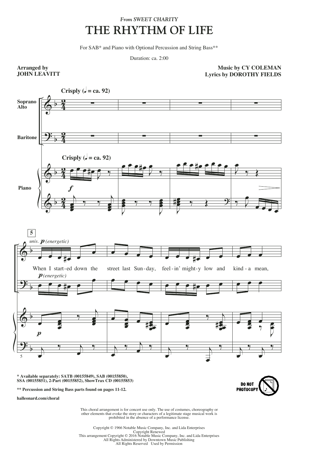 Download John Leavitt The Rhythm Of Life Sheet Music and learn how to play 2-Part Choir PDF digital score in minutes