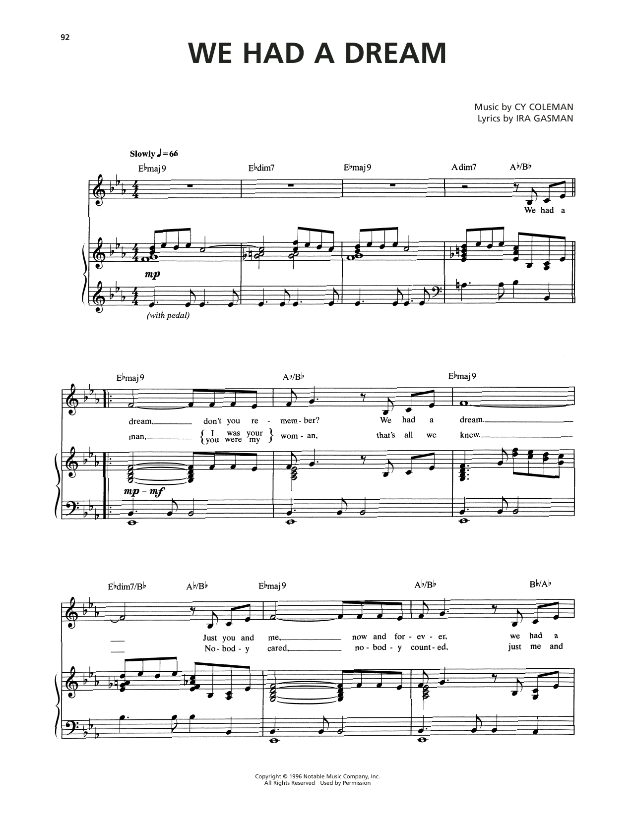Download Cy Coleman We Had A Dream (from The Life) Sheet Music and learn how to play Piano & Vocal PDF digital score in minutes