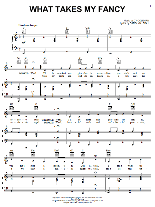 Download Cy Coleman What Takes My Fancy Sheet Music and learn how to play Piano, Vocal & Guitar (Right-Hand Melody) PDF digital score in minutes