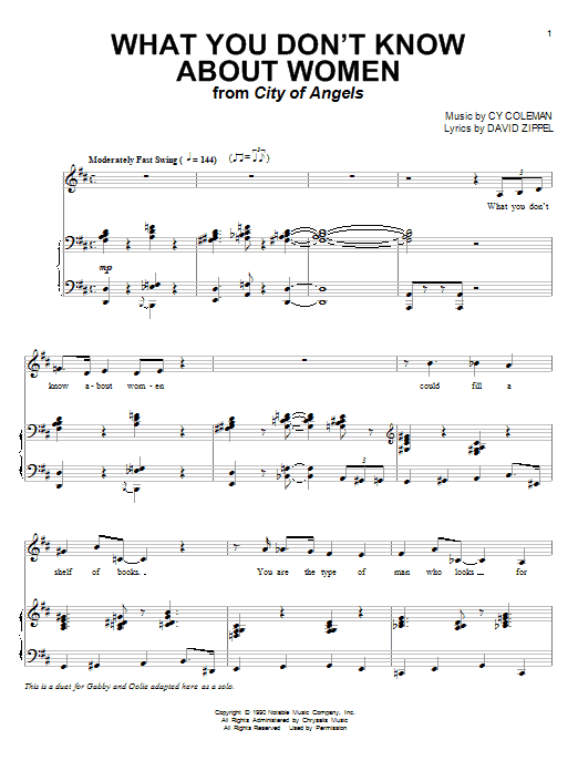 Download Cy Coleman What You Don't Know About Women Sheet Music and learn how to play Piano & Vocal PDF digital score in minutes