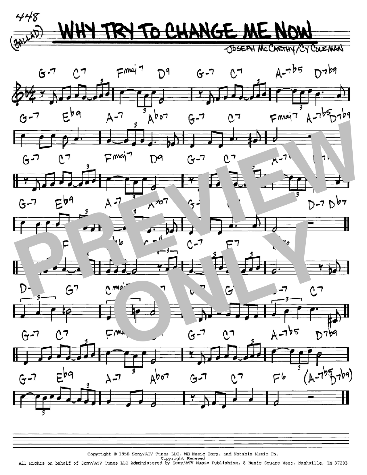 Download Cy Coleman Why Try To Change Me Now Sheet Music and learn how to play Real Book – Melody & Chords – C Instruments PDF digital score in minutes