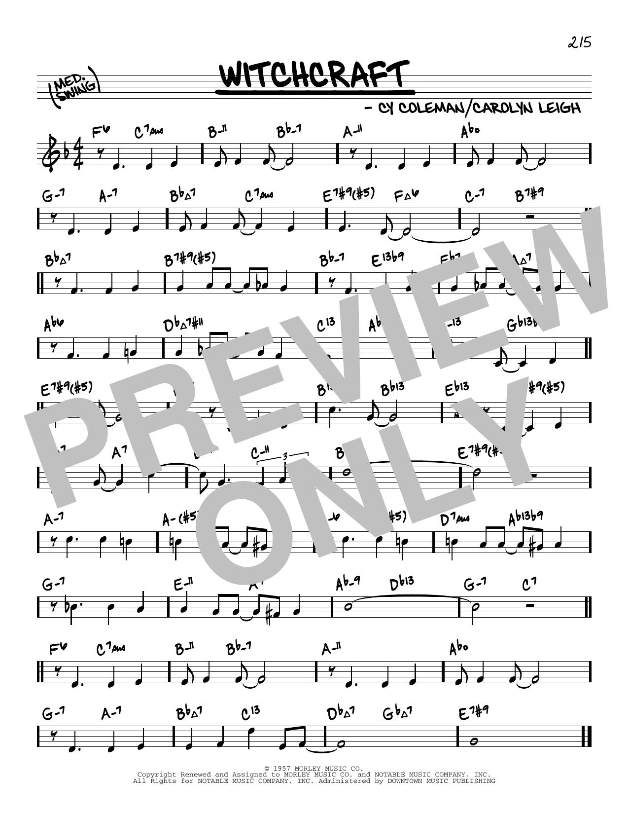 Download Cy Coleman Witchcraft (arr. David Hazeltine) Sheet Music and learn how to play Real Book – Enhanced Chords PDF digital score in minutes