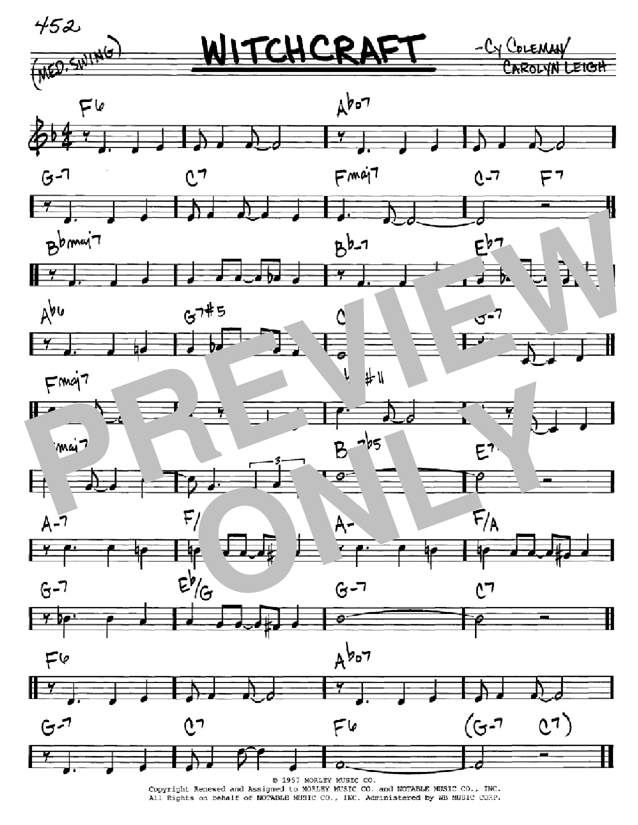 Download Cy Coleman Witchcraft Sheet Music and learn how to play Real Book – Melody, Lyrics & Chords PDF digital score in minutes