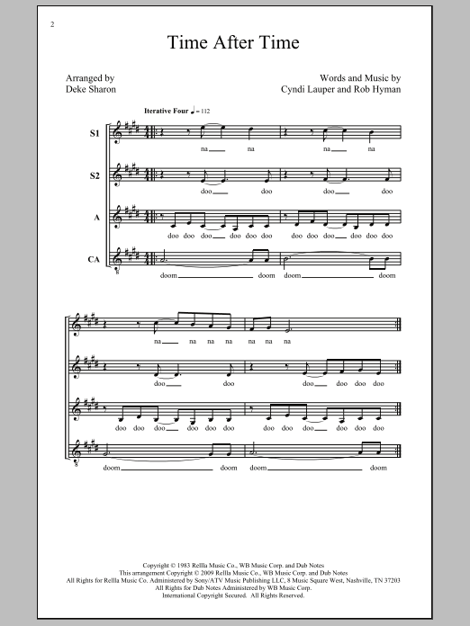 Download Deke Sharon Time After Time Sheet Music and learn how to play SSA PDF digital score in minutes