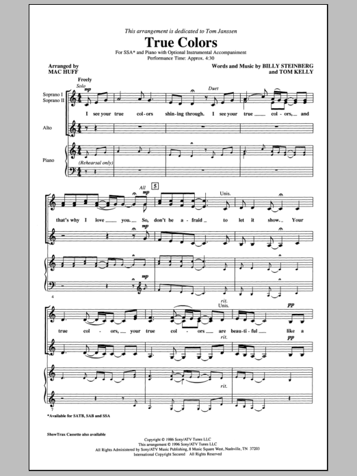 Download Mac Huff True Colors Sheet Music and learn how to play SSA PDF digital score in minutes