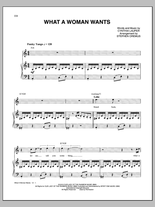 Download Cyndi Lauper What A Woman Wants Sheet Music and learn how to play Piano & Vocal PDF digital score in minutes