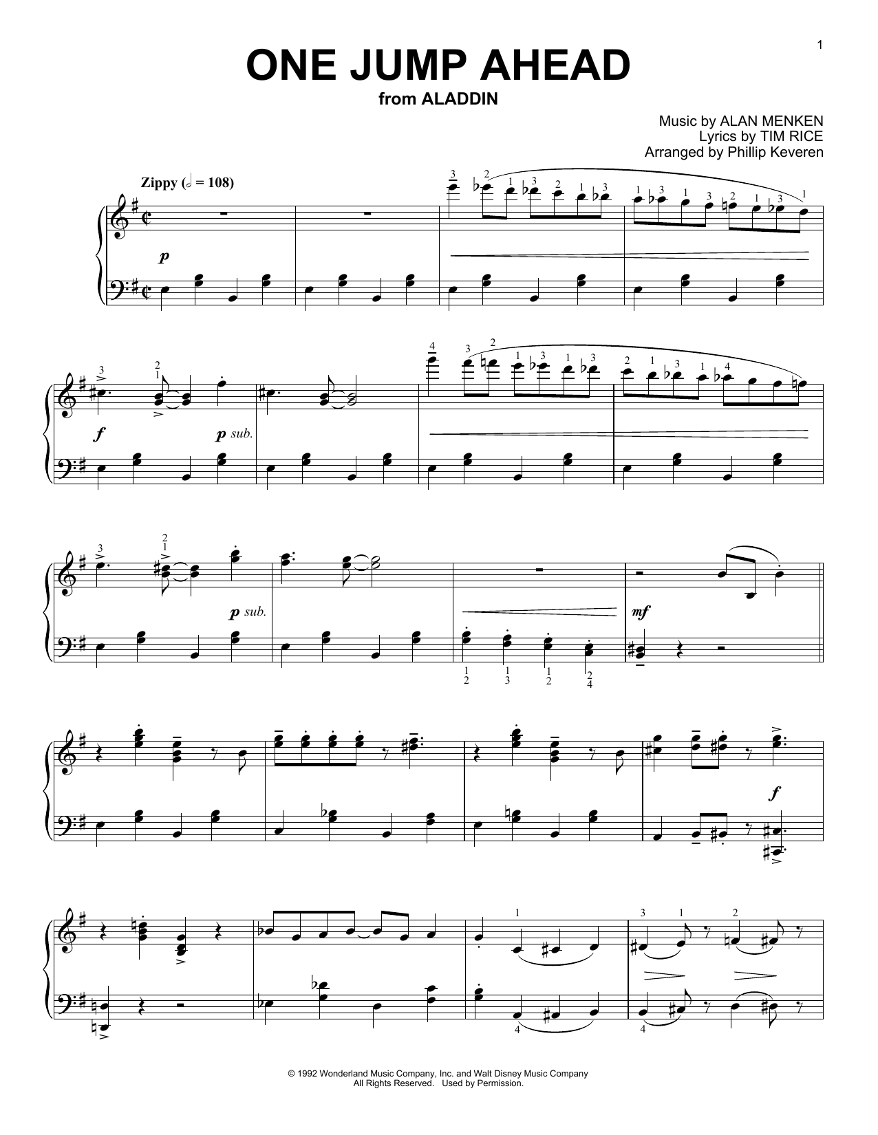 Alan Menken One Jump Ahead Ragtime Version From Aladdin Arr Phillip Keveren Sheet Music Notes Download Printable Pdf Score 14