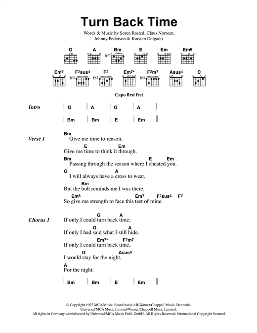 Aqua Turn Back Time Sheet Music Notes Chords Keyboard Download Pop 108532 Pdf So give me strength, to face this test of mine. sheet music notes at musicnotesbox