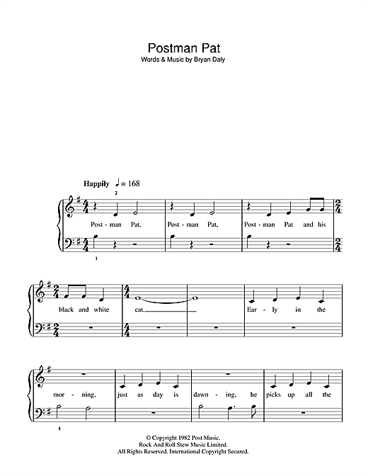 Bryan Daly Postman Pat Sheet Music Notes Chords Keyboard Download Children 103054 Pdf