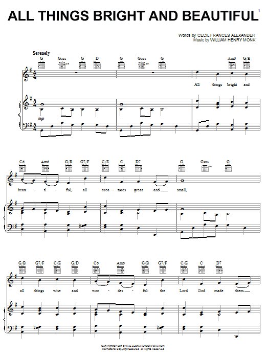 Traditional "All Things Bright And Beautiful" Sheet Music