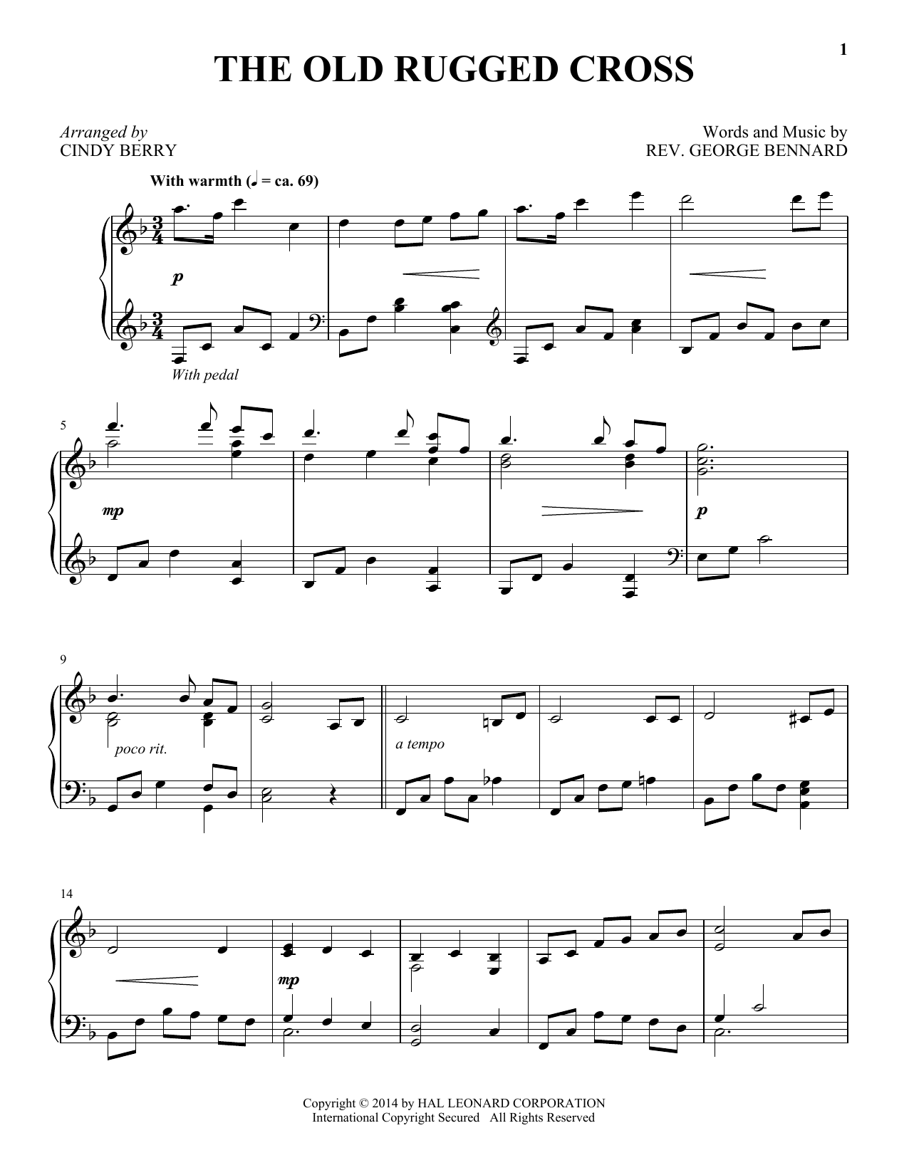 Cindy Berry The Old Rugged Cross Sheet Music Notes Download 