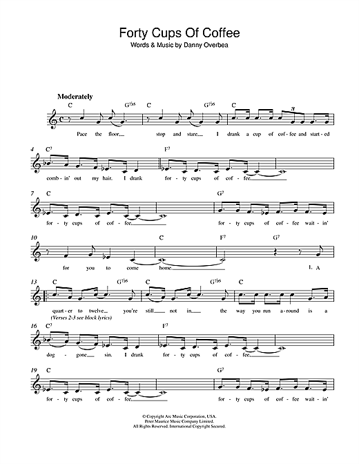 Danny Overbea "Forty Cups Of Coffee" Sheet Music Notes