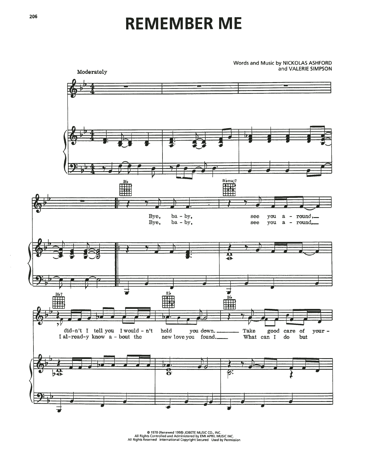 Diana Ross "Remember Me" Sheet Music Notes Download Printable PDF