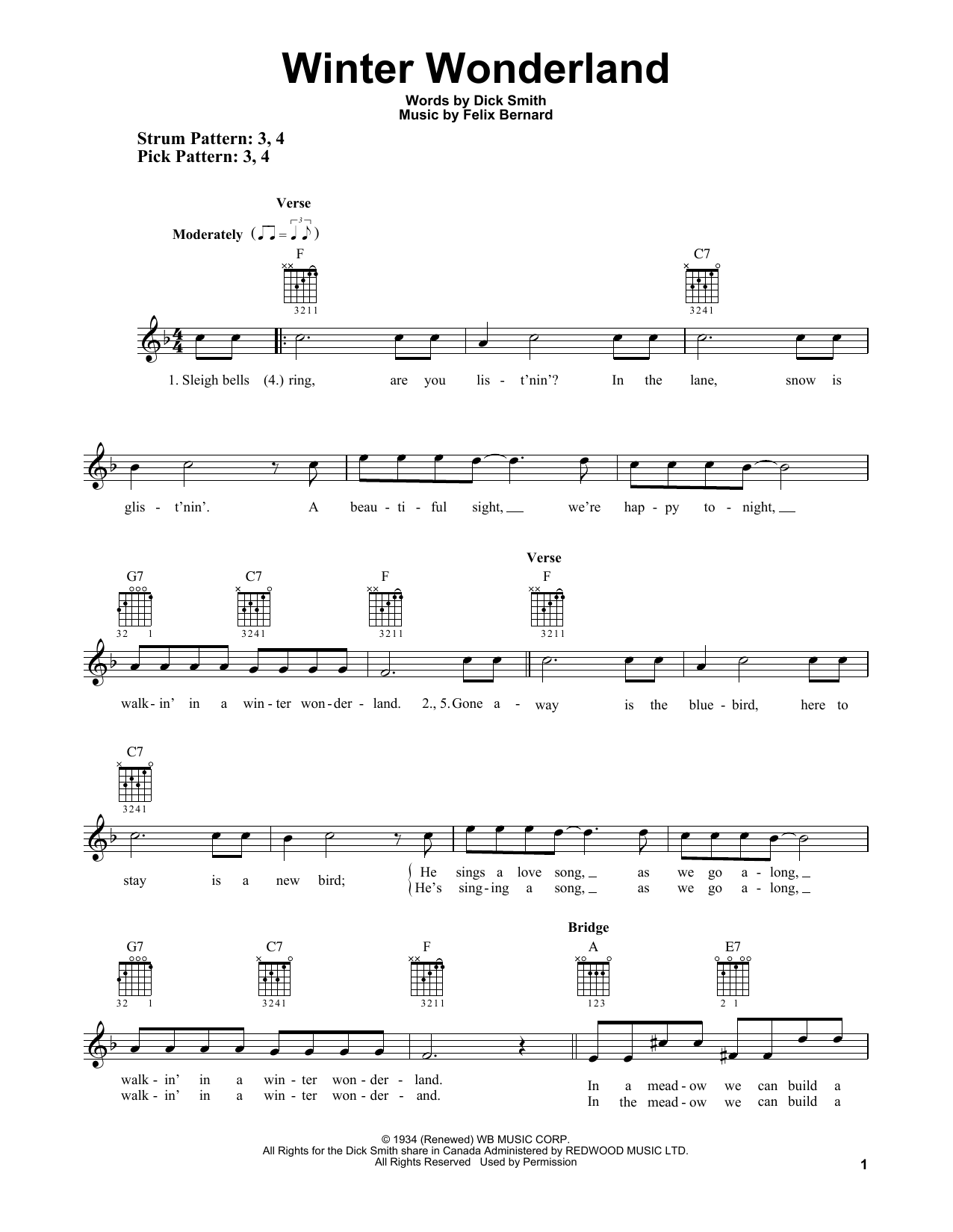Download Dick Smith "Winter Wonderland" Sheet Music Notes, Chords ...