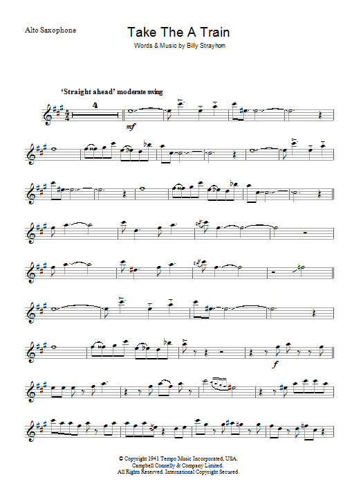 Duke Ellington Take The A Train Sheet Music Notes Download Printable Pdf Score 46974