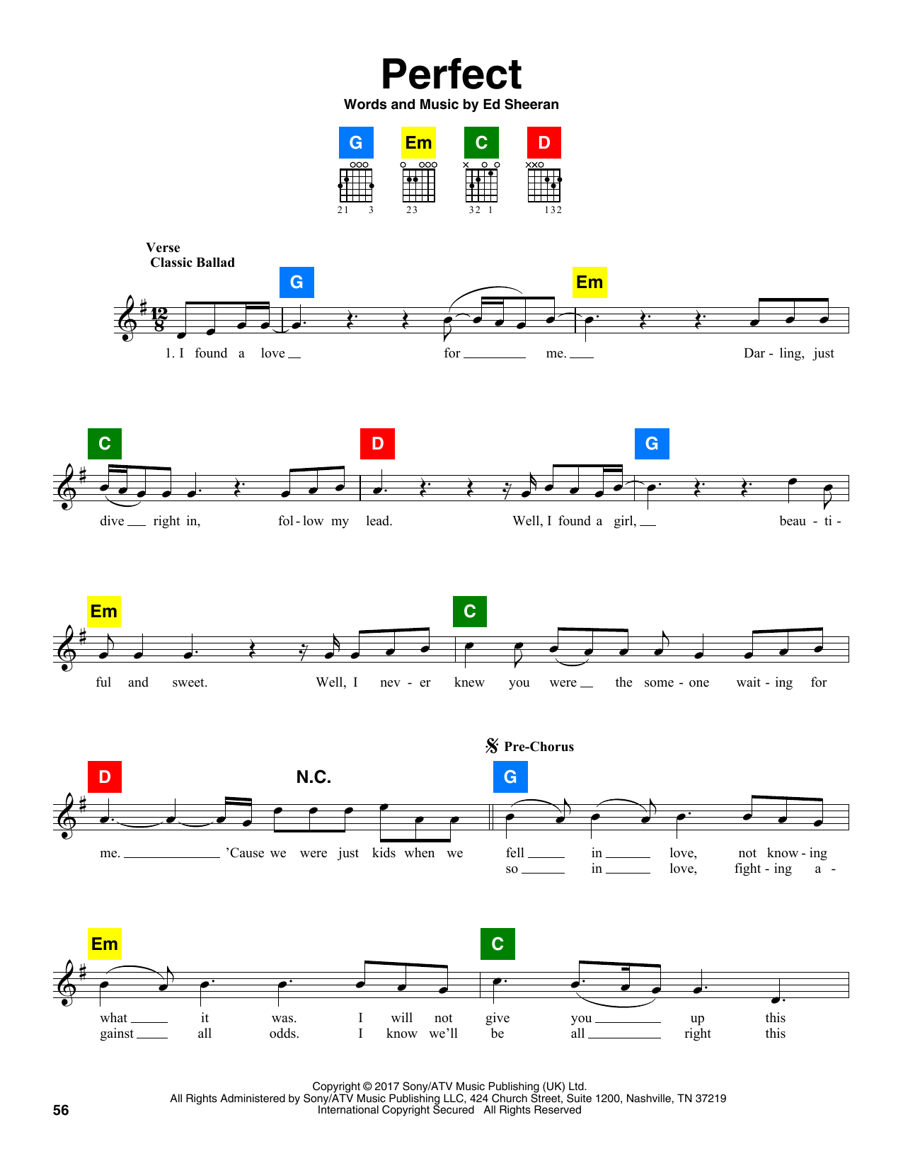 Ed Sheeran "Perfect" Sheet Music Notes | Download Printable PDF Score