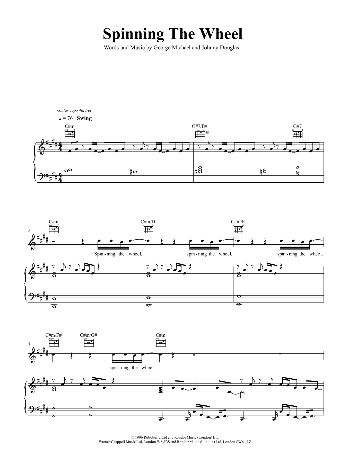 Michael "Spinning The Wheel" Sheet Music Notes Download