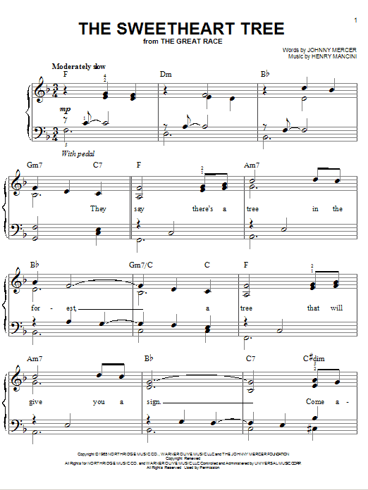 Henry Mancini The Sweetheart Tree Sheet Music Notes Download Printable Pdf Score 176019 
