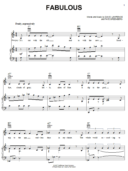 High School Musical 2 Fabulous Sheet Music Notes Chords Piano Download Pop Pdf