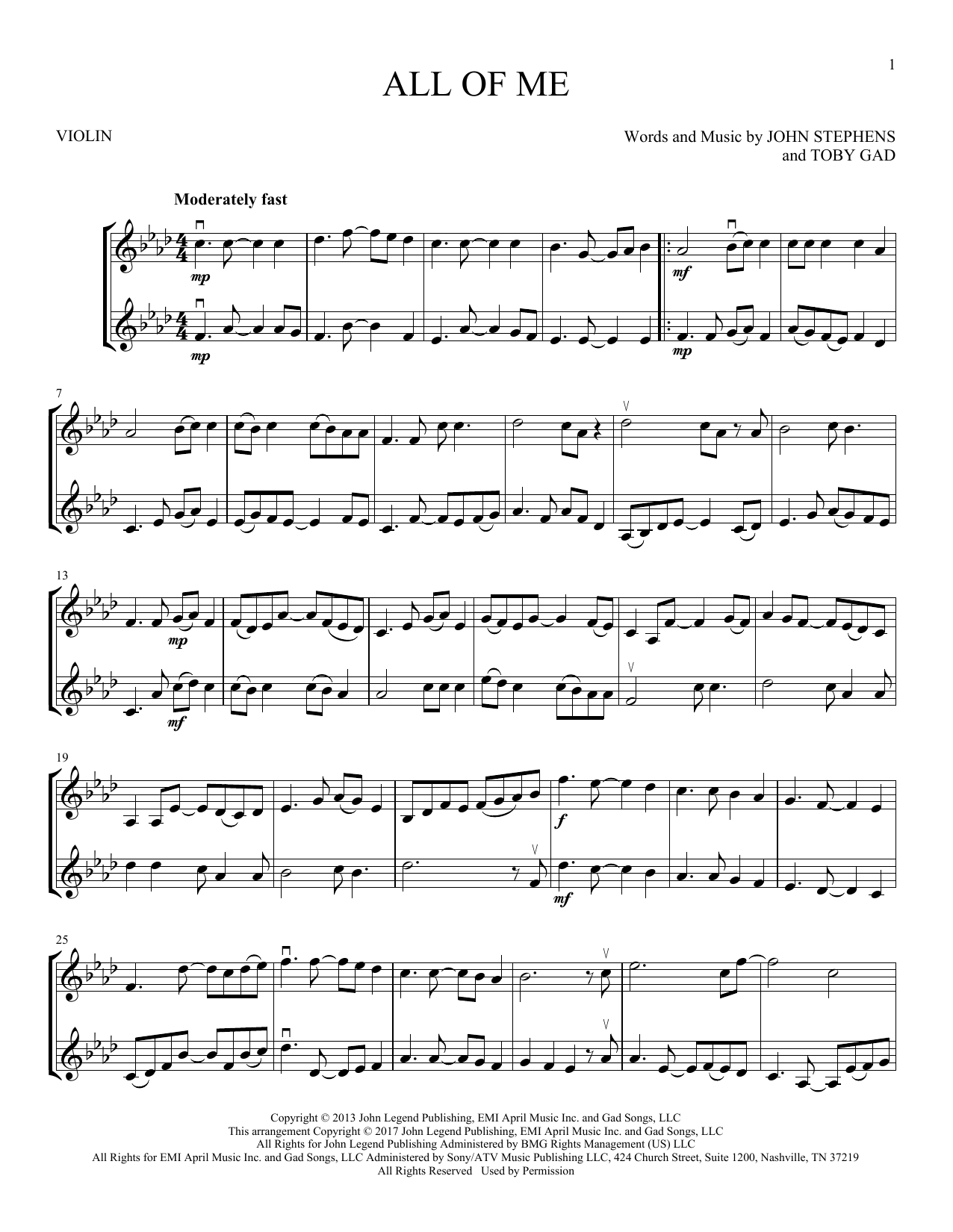 John Legend "All Of Me" Sheet Music Notes | Download Printable PDF