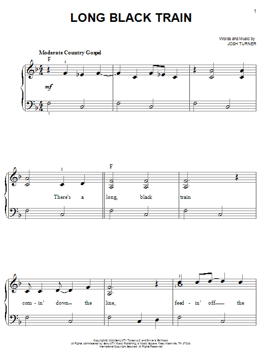Josh Turner "Long Black Train" Sheet Music Notes Download Printable