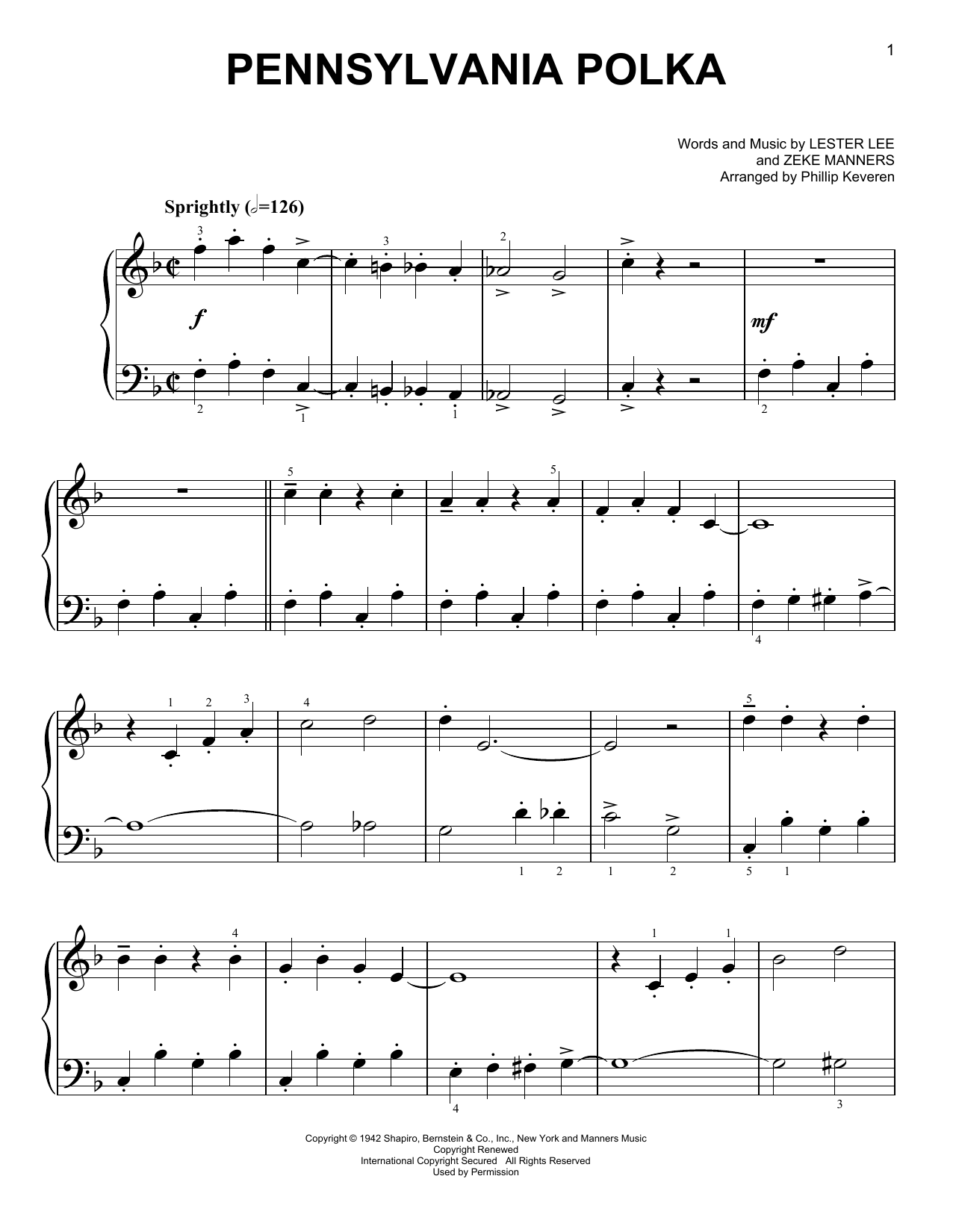 Phillip Keveren "Pennsylvania Polka" Sheet Music Notes, Chords | Easy