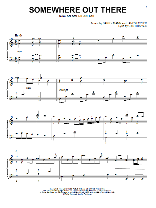 Linda Ronstadt James Ingram Somewhere Out There Sheet Music Notes Download Printable Pdf Score