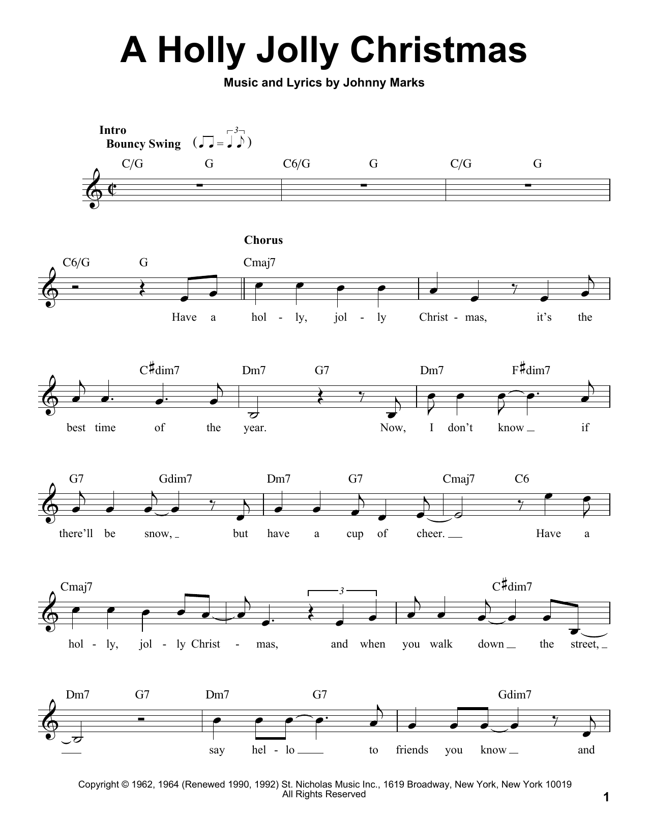 Michael Bublé "A Holly Jolly Christmas" Sheet Music Notes, Chords