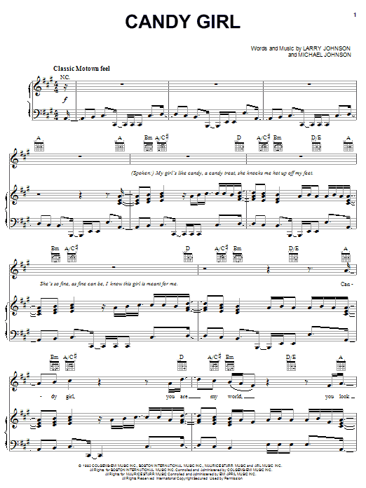 New Edition "Candy Girl" Sheet Music Notes Download Printable PDF