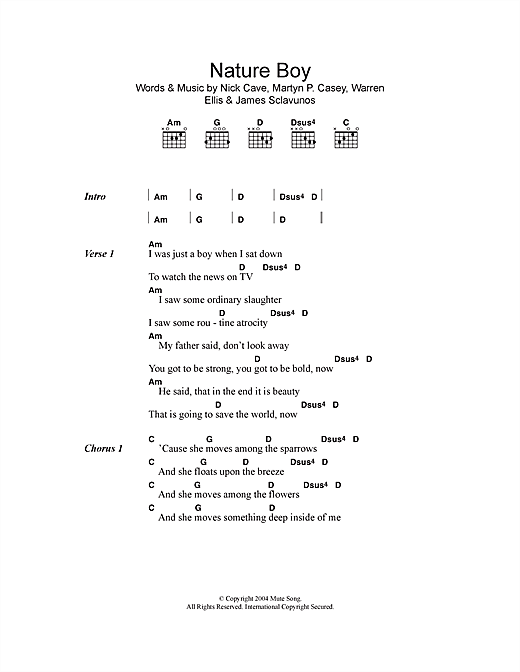 Cave "Nature Boy" Sheet Music Notes | Download Printable PDF Score 29685