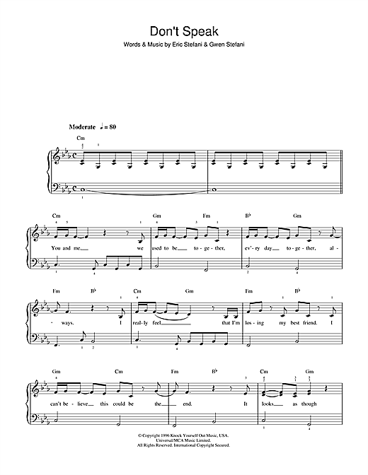 No doubt don t speak перевод песни. Don't speak Ноты. Don't speak no doubt Ноты. Don't speak Ноты для фортепиано. No doubt Ноты.