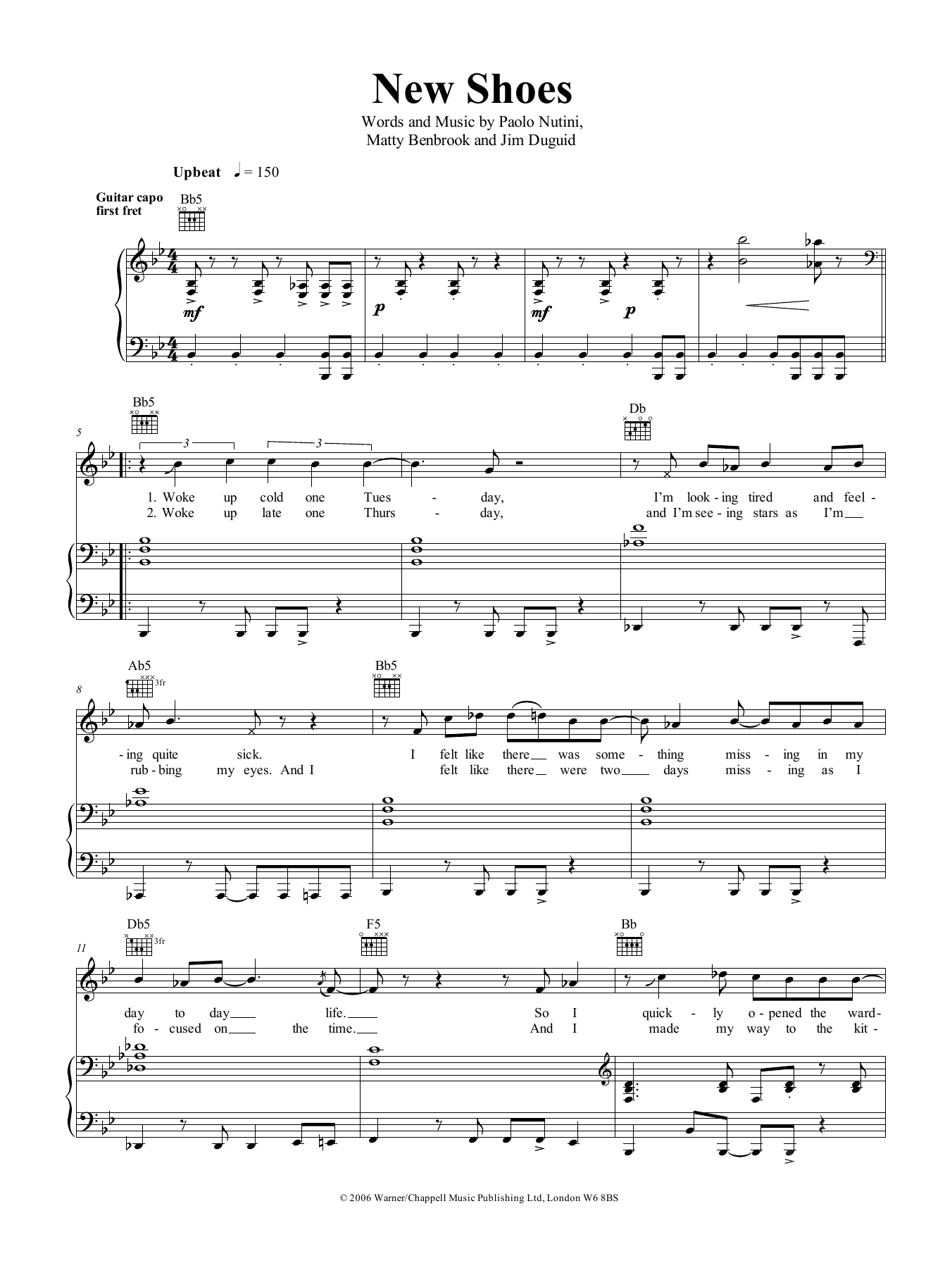 Paolo Nutini "New Shoes" Sheet Music Notes Download Printable PDF