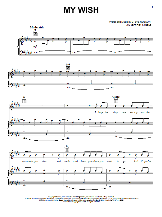 Rascal Flatts "My Wish" Sheet Music Notes, Chords Easy
