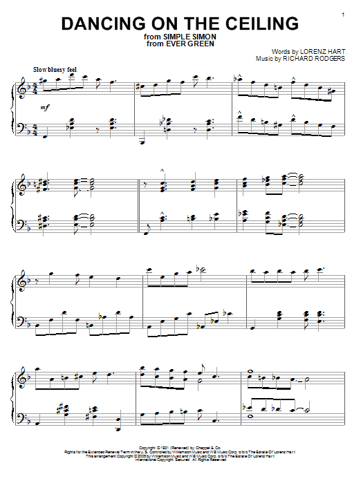 Rodgers & Hart "Dancing On The Ceiling" Sheet Music Notes