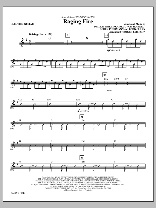 Roger Emerson "Raging Fire Electric Guitar" Sheet Music Notes