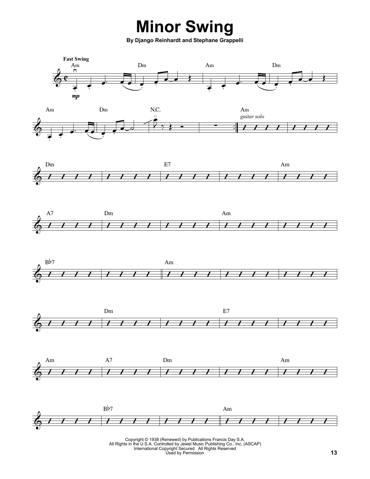 Stephane Grappelli Minor Swing Sheet Music Notes Download Printable Pdf Score 251360