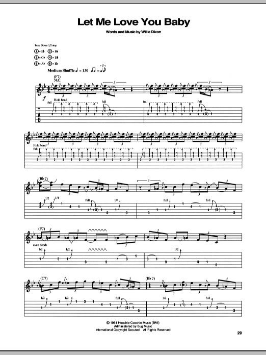 harpoon Hare parade Stevie Ray Vaughan "Let Me Love You Baby" Sheet Music Notes | Download  Printable PDF Score 168495