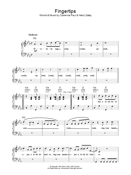 Stevie Wonder "Fingertips" Sheet Music Notes Download Printable PDF
