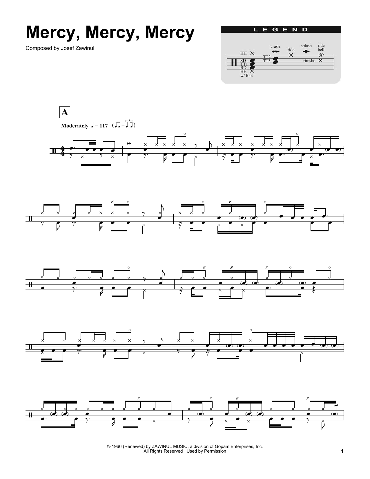 The Buckinghams "Mercy, Mercy, Mercy" Sheet Music Notes | Download