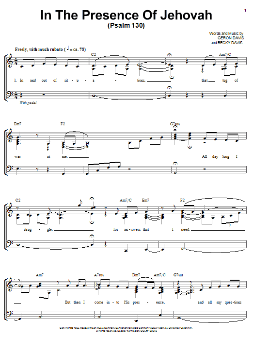 The Martins "In The Presence Of Jehovah" Sheet Music Notes | Download