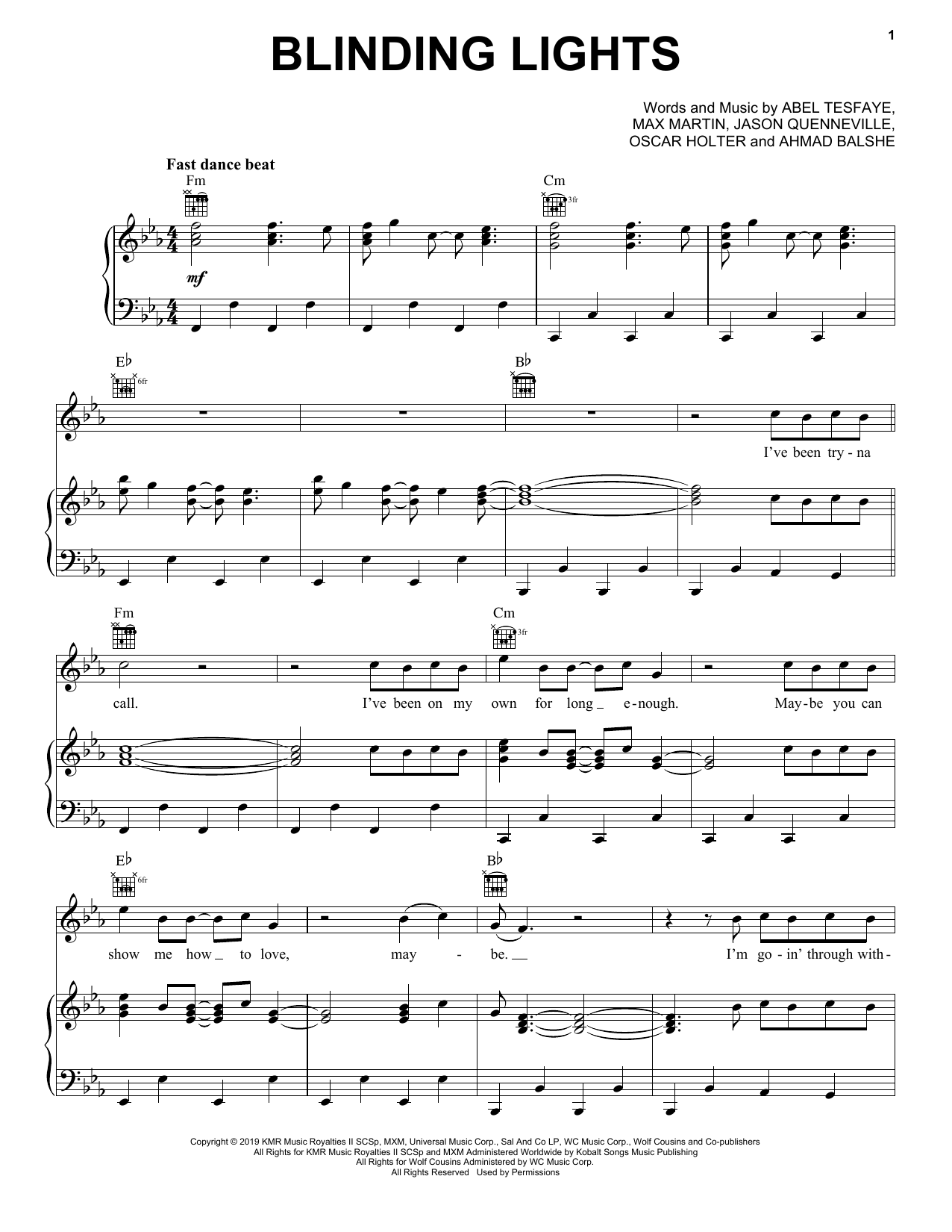 The Weeknd Blinding Lights Sheet Music Notes Download Printable Pdf