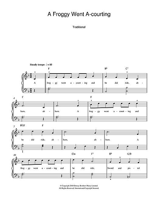 Traditional Froggy Went A Courting Sheet Music Notes Download