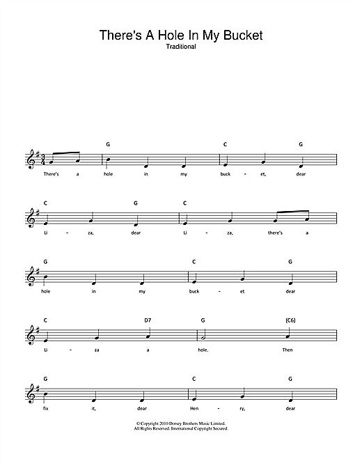 Traditional "There's A Hole In My Bucket" Sheet Music Notes Download
