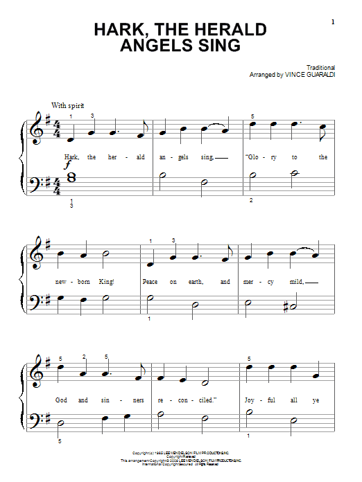 Vince Guaraldi Hark The Herald Angels Sing Sheet Music Notes Chords Piano Big Notes Download Jazz 65888 Pdf