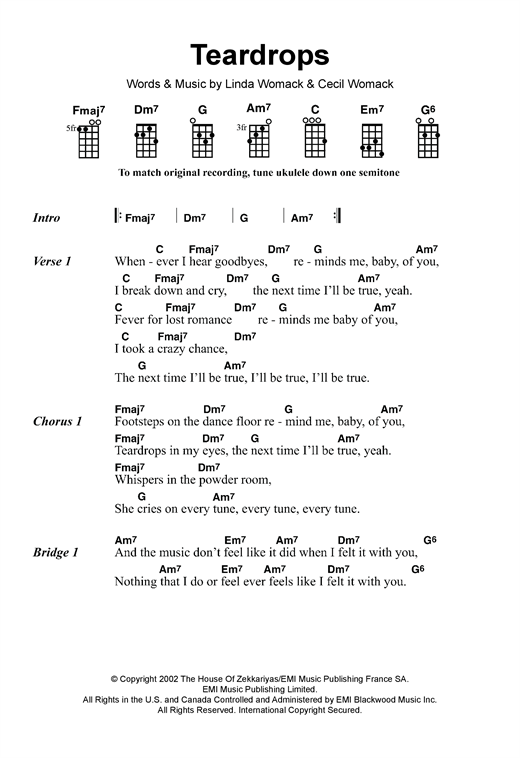 Womack Womack Teardrops Sheet Music Notes Chords Piano Vocal Guitar Right Hand Melody Download Pop 33580 Pdf Whenever i hear goodbyes (remind me baby of you) i break down and cry (the next time i'll be true, yeah) footsteps on the dance floor (remind me baby of you) teardrops in my eyes (next time i'll be true, yeah) whispers in the powder room (she cries on. womack womack teardrops sheet music notes chords