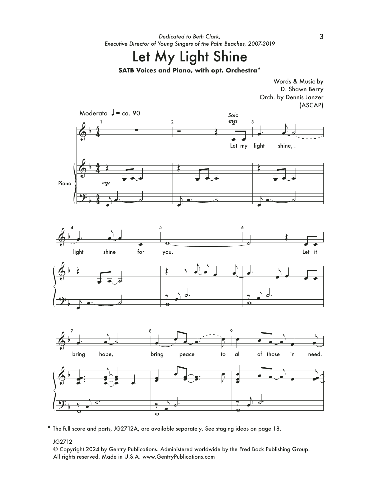 Download D. Shawn Berry Let My Light Shine Sheet Music and learn how to play SATB Choir PDF digital score in minutes