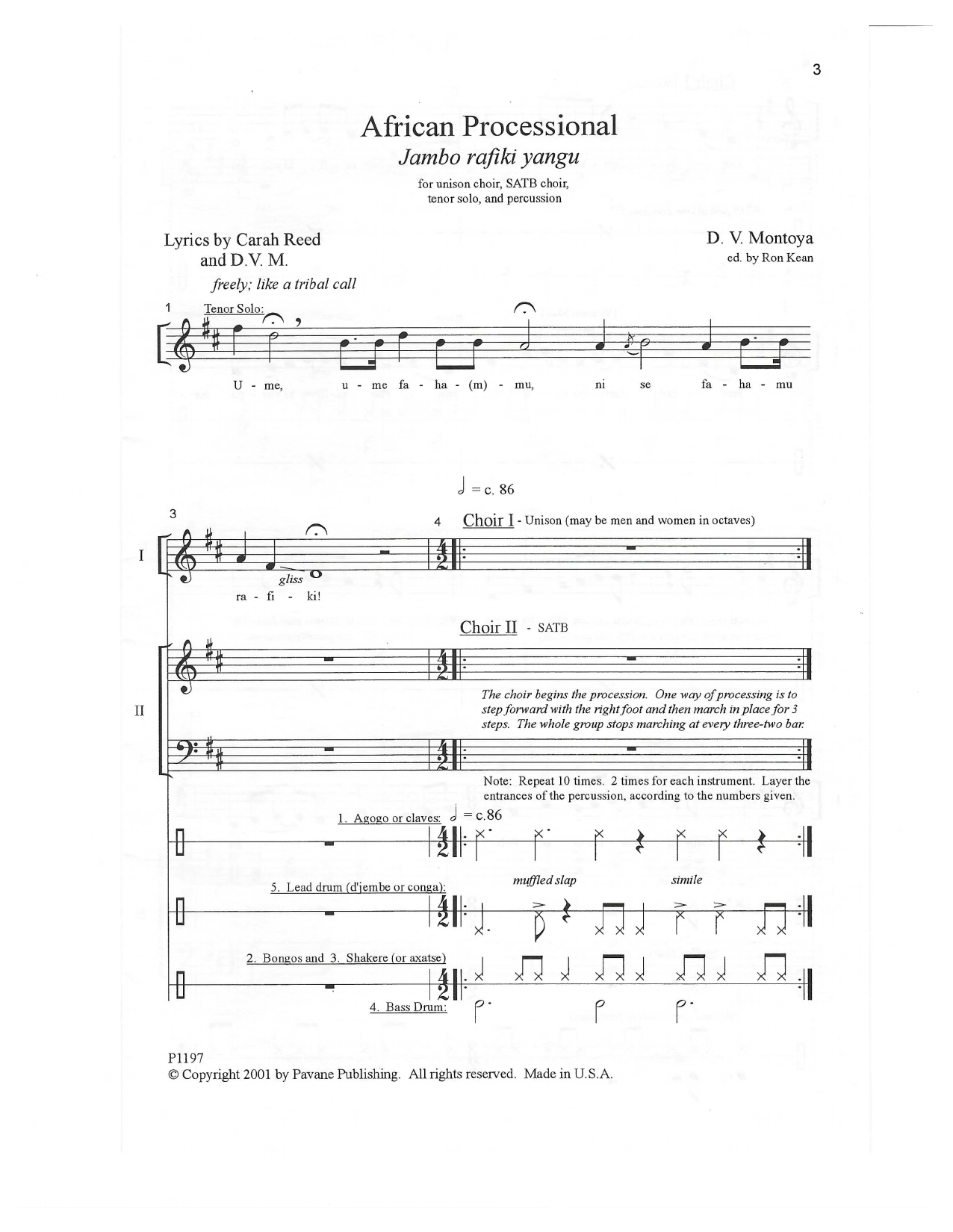 Download D. V. Montoya African Processional Sheet Music and learn how to play SATB Choir PDF digital score in minutes