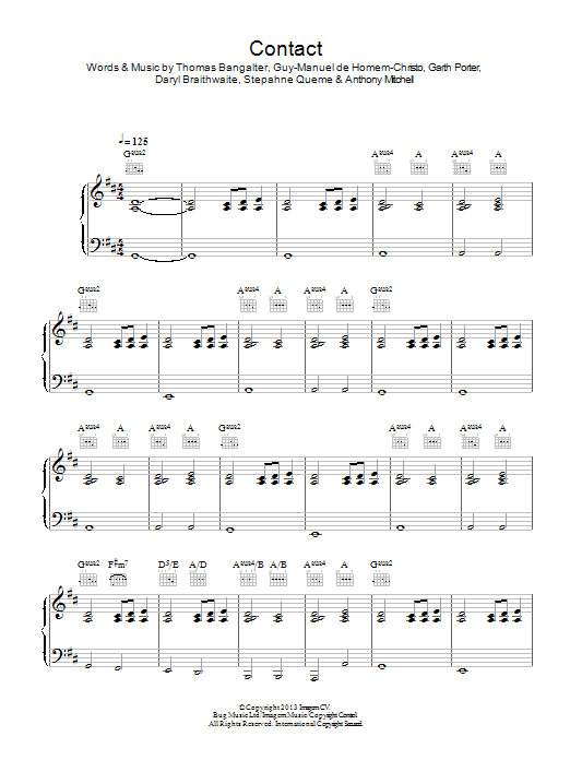 Download Daft Punk Contact Sheet Music and learn how to play Piano, Vocal & Guitar (Right-Hand Melody) PDF digital score in minutes