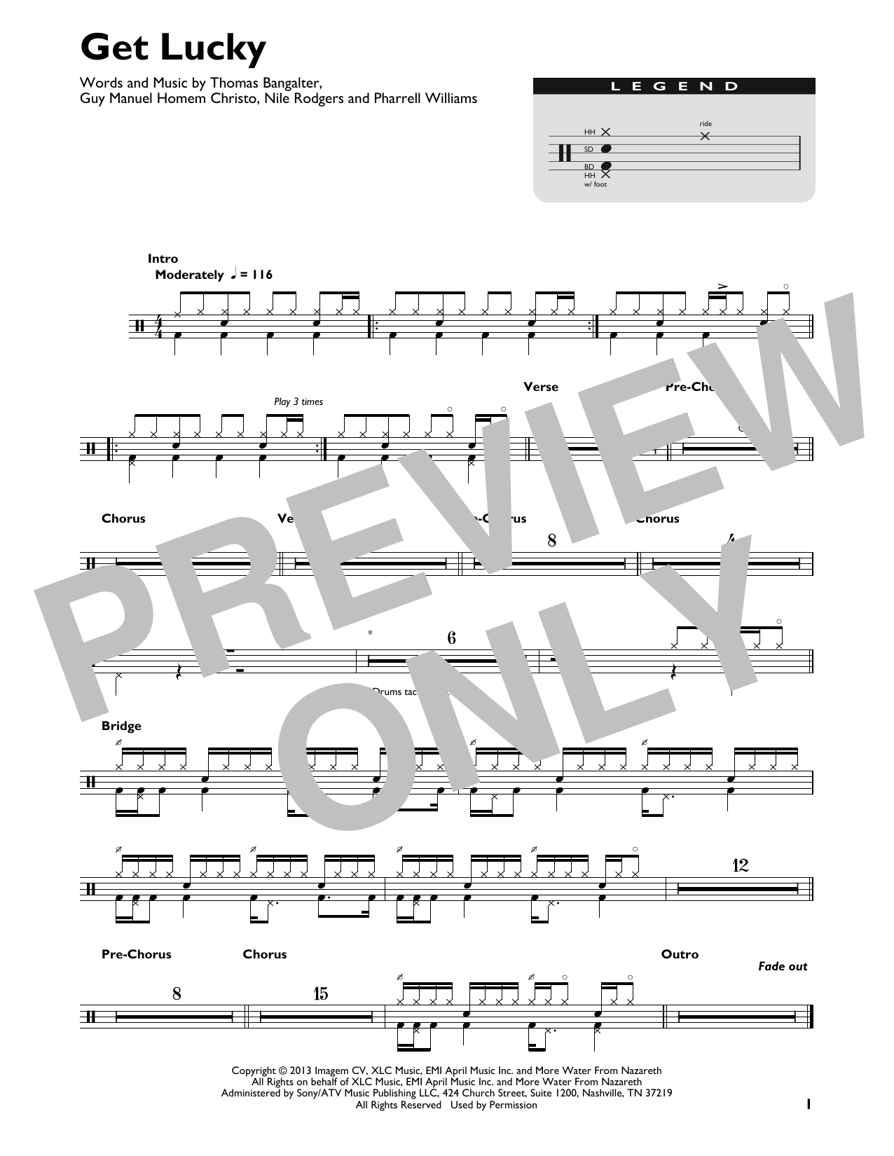 Download Daft Punk Get Lucky (feat. Pharrell Williams) Sheet Music and learn how to play Ukulele PDF digital score in minutes